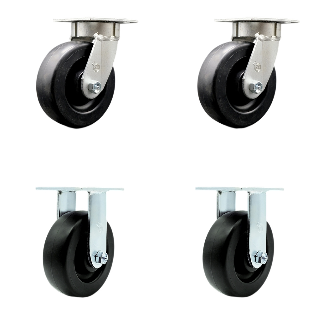 SCC-KP30S620-POB-2-R-2 Heavy Duty Kingpinless Swivel Caster with 6 in. Polyolefin Wheels & Ball Bearings - 2800 lbs Total Capacity - Set of 4
