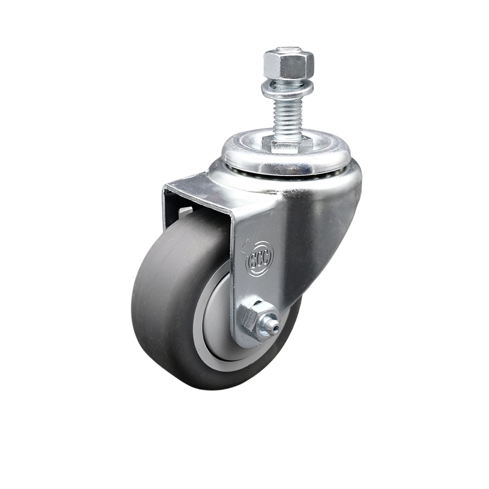 Replacement for Colson Caster 2.03354.42 MTG13 - Thermoplastic Rubber Swivel Threaded Stem Caster - 3 in. Gray Wheel & 0.62 x 1.75 in. Stem