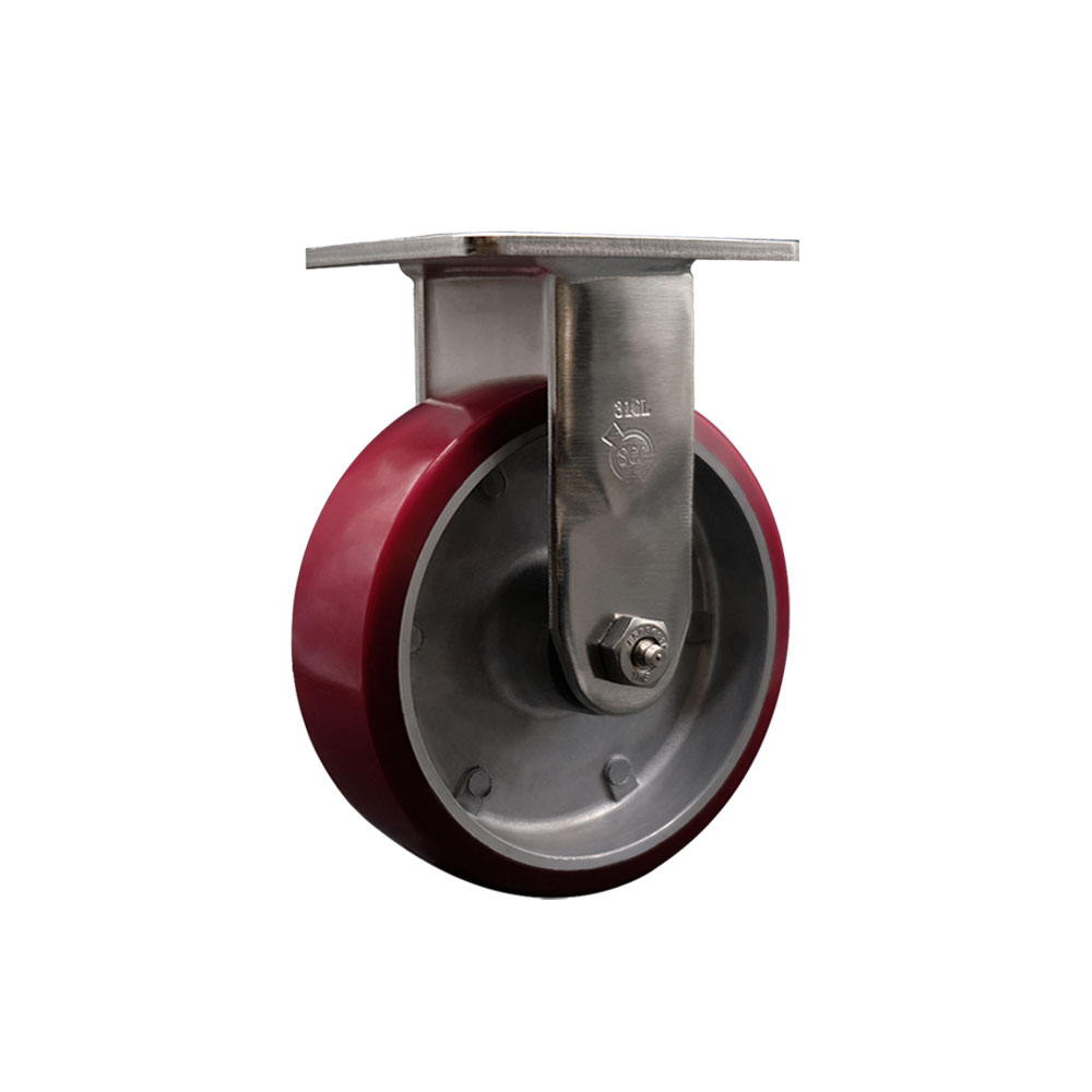 316 Stainless Steel Heavy Duty Rigid Top Plate Caster with 6 in. Polyurethane on Aluminum Wheel & Ball Bearings - 1200 lbs Capacity per Caster