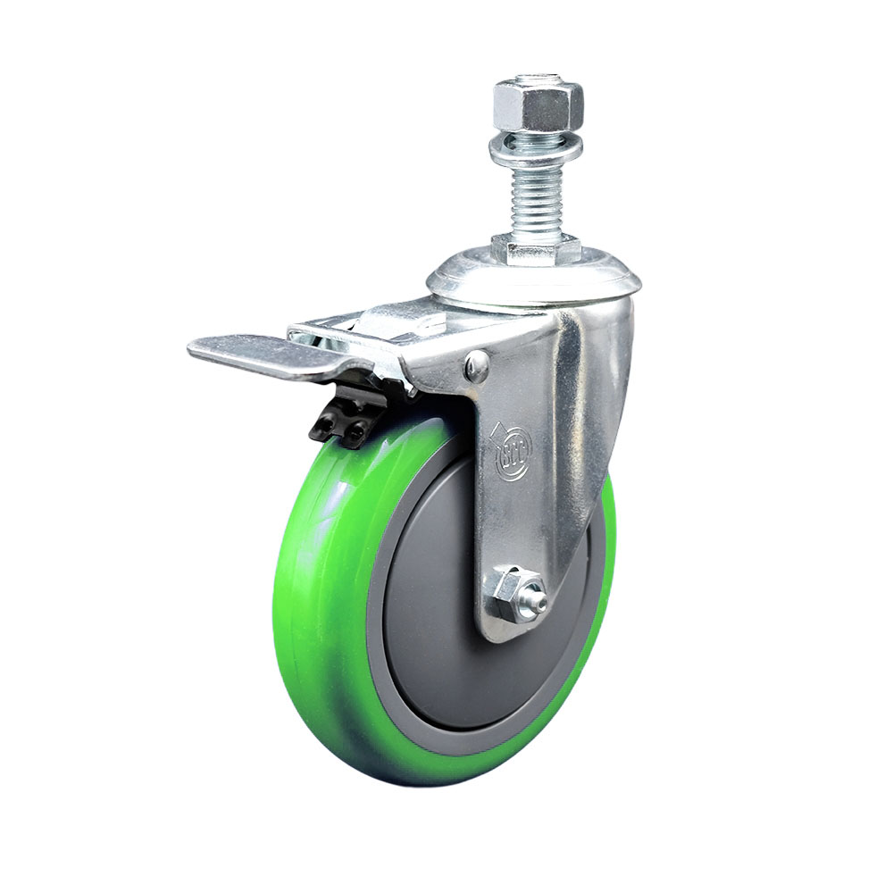 Replacement for Colson Caster 2.05254.95 BRK5 - Polyurethane Swivel Threaded Stem Caster with 5 in. Green Wheel & 0.5 x 1.5 in. Stem