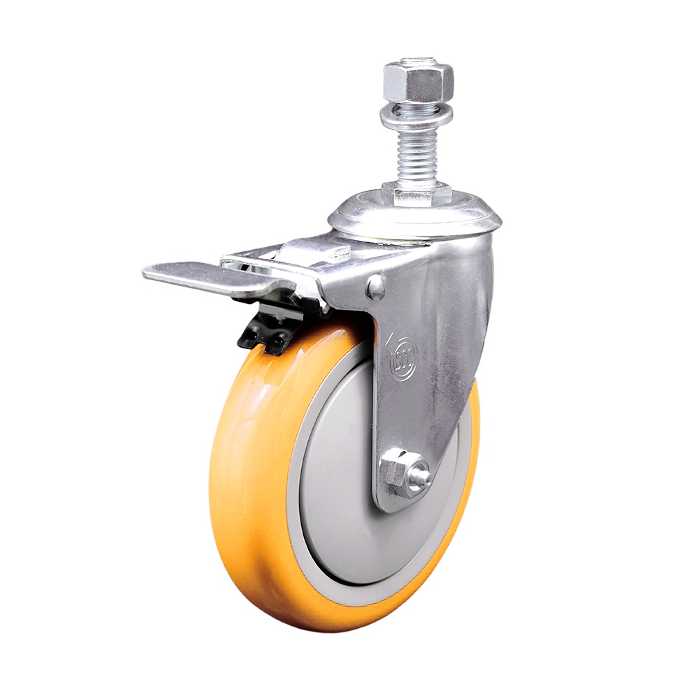 Replacement for Colson Caster 2.05254.95 BRK5 - Polyurethane Swivel Threaded Stem Caster with 5 in. Yellow Wheel & 0.5 x 1.5 in. Stem