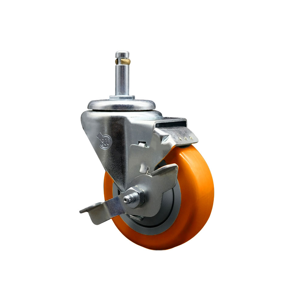 COL-SCC-GR20S3514-PPUB-ORG-TLB-845 Replacement for Colson Caster 2.03251.95 MTG7 BRK1 - Polyurethane Swivel Grip Ring Stem Caster - 300 lbs Capacity