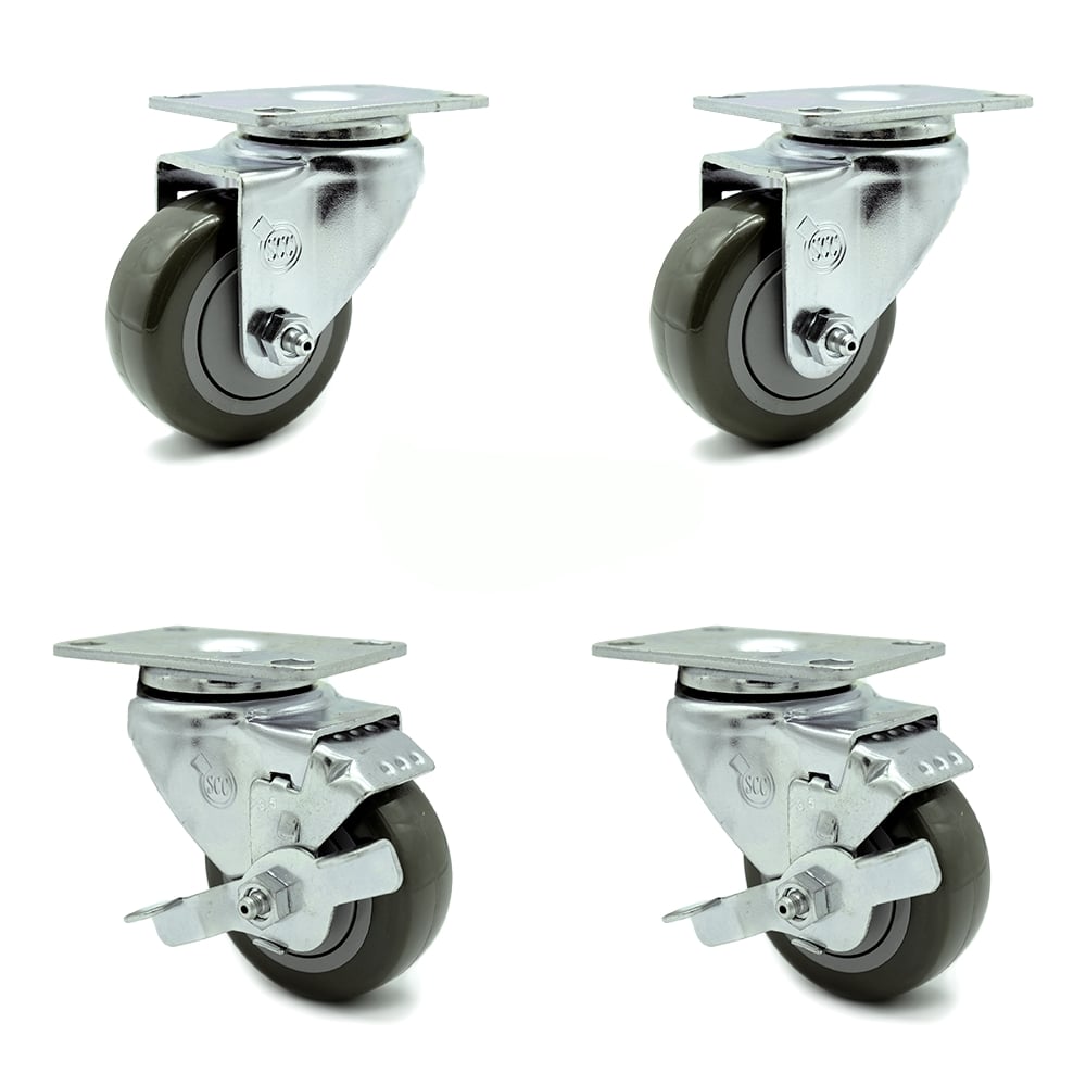 Swivel Casters - Gray - 3.5 in. - Set of 4 - 1200 lbs Capacity