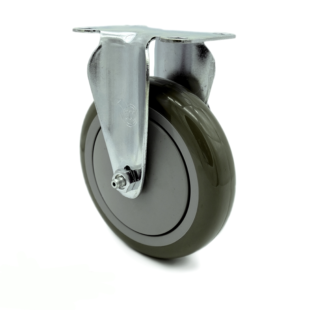 SCC-20R514-PPUB-TP3 Rigid Caster with 5 in. Gray Polyurethane Wheel, 4 x 4.5 in. Overall Top Plate