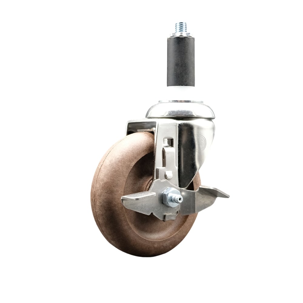 High Temperature Glass Filled Nylon Swivel Stem Caster with 4 in. Brown Caster Wheel, 1.25 in. Expanding Stem - 316 Stainless Steel Caster