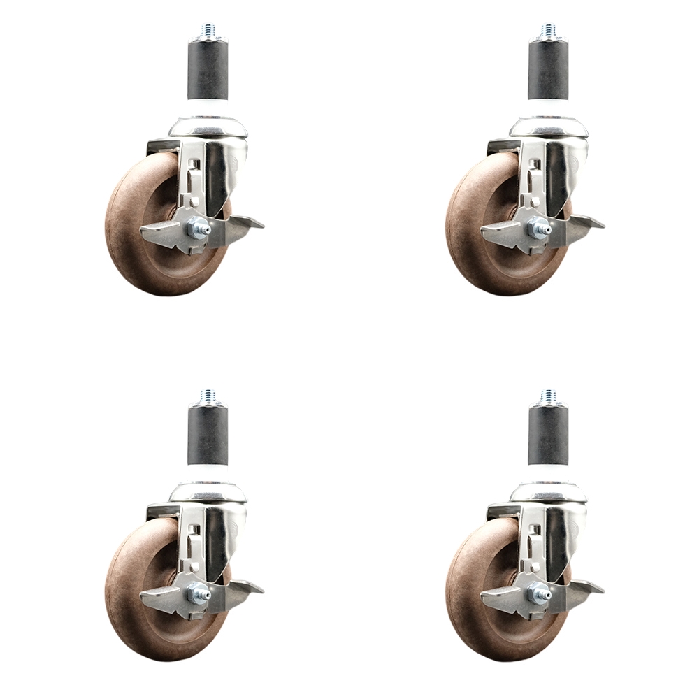 High Temperature Glass Filled Nylon Swivel Stem Caster with 4 in. Caster Wheels - 316 Stainless Steel Casters - Set of 4