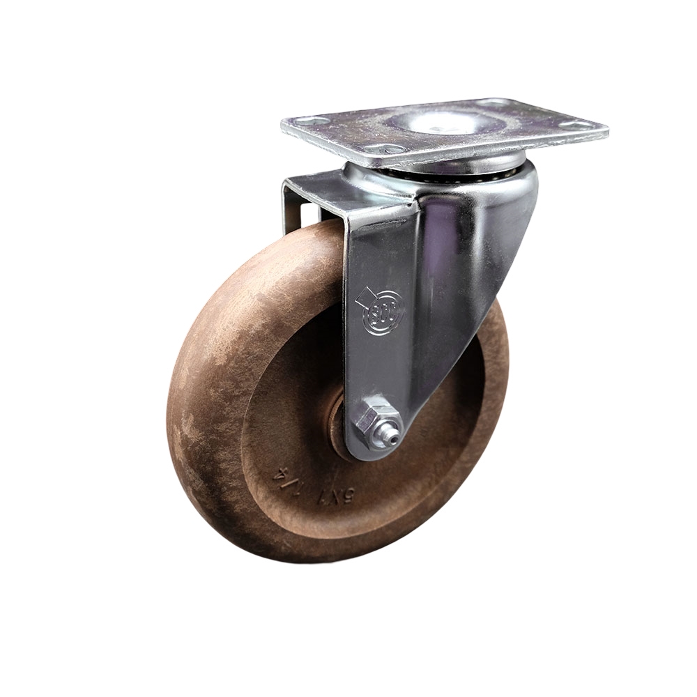 SCC-20S514-GFNSHT-TP3 High Temperature Swivel Caster with 5 in. High Temperature Glass Filled Nylon Wheel 4 x 4.5 in. Overall Top Plate
