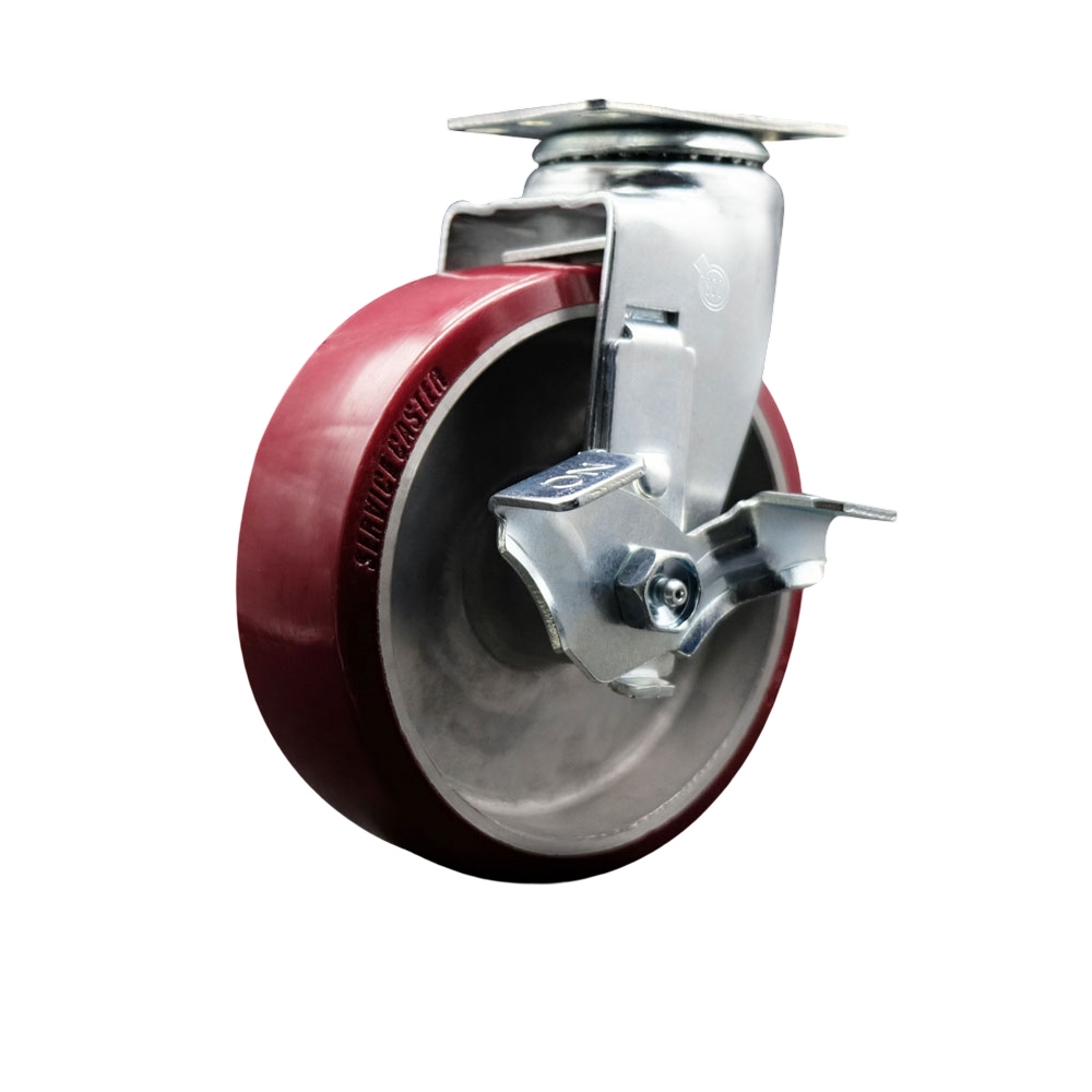 SCC-20S620-PAR-TLB Swivel Top Plate Caster Maroon 6 in. by 2 in. Polyurethane on Aluminum Wheel Roller Bearing