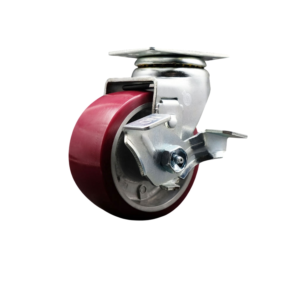 SCC-20S420-PAB-TLB Swivel Top Plate Caster Maroon 4 in. by 2 in. Polyurethane On Aluminum Wheel Ball Bearing