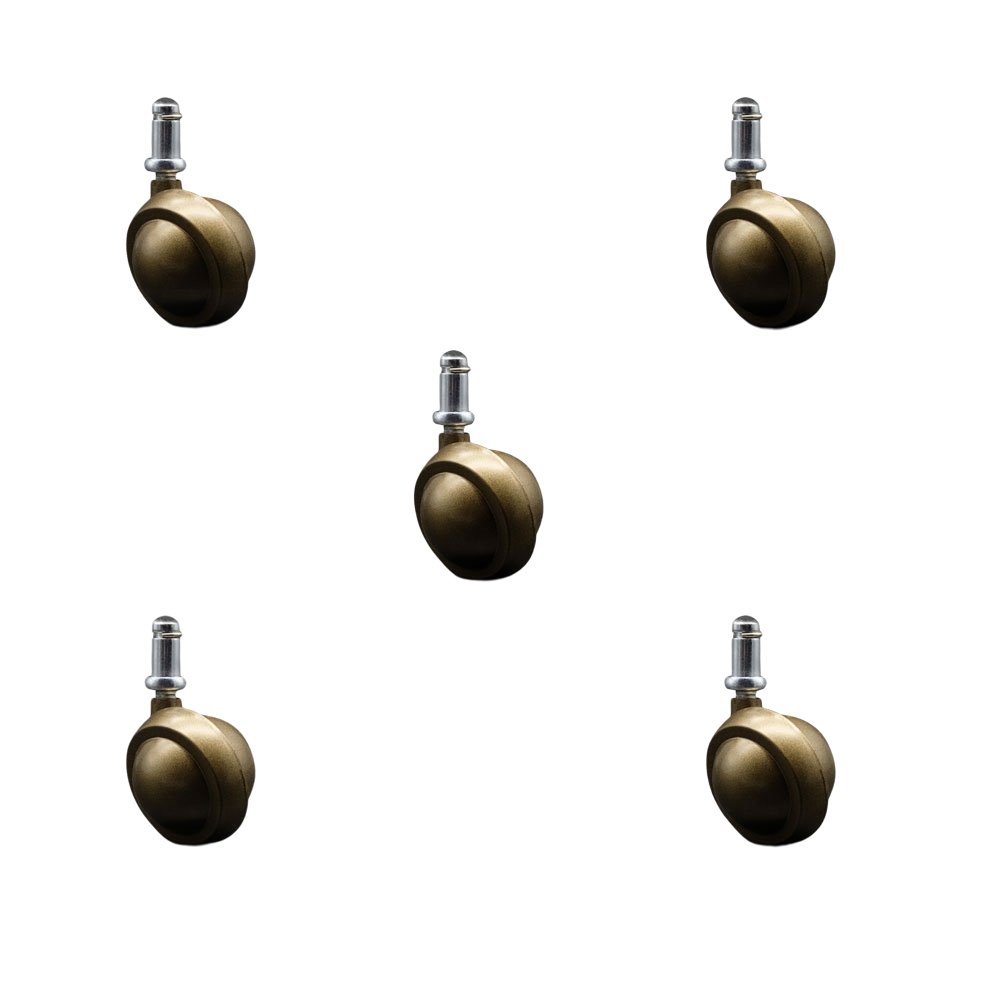 2 in. Swivel Metal Ball Caster Wheels for Furniture Windsor Antique Brass Finish Stem Casters with 0.43 in. by 0.875 in. Grip Ring Stem - Set of 5
