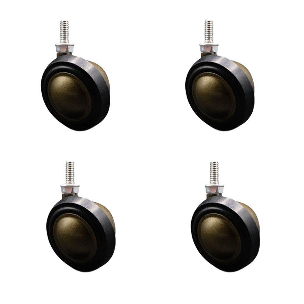 2.25 in. Swivel Metal with Soft Rubber Tread Ball Caster Wheel for Furniture Windsor Antique with 0.31 in. 18 TPI x 0.5 in. Threaded Stem - Set of 4