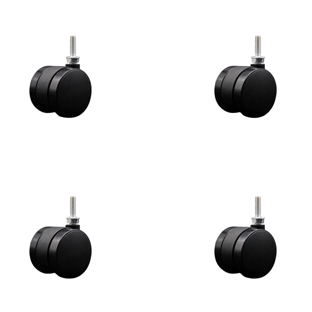 SCC-UHTS02S50-NYS-5161810-4 2 in. Nylon Twin Office Chair Wheels 0.31 in. - 18 TPI x 1 in. Threaded Stems - Set of 4