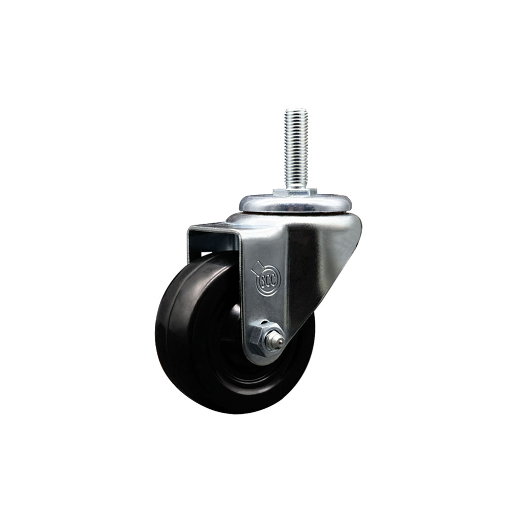 SCC-TS20S314-HRS-34212 Hard Rubber Swivel Threaded Stem Caster with 3 x 1.25 in. Black Wheel & 0.75 in. Stem