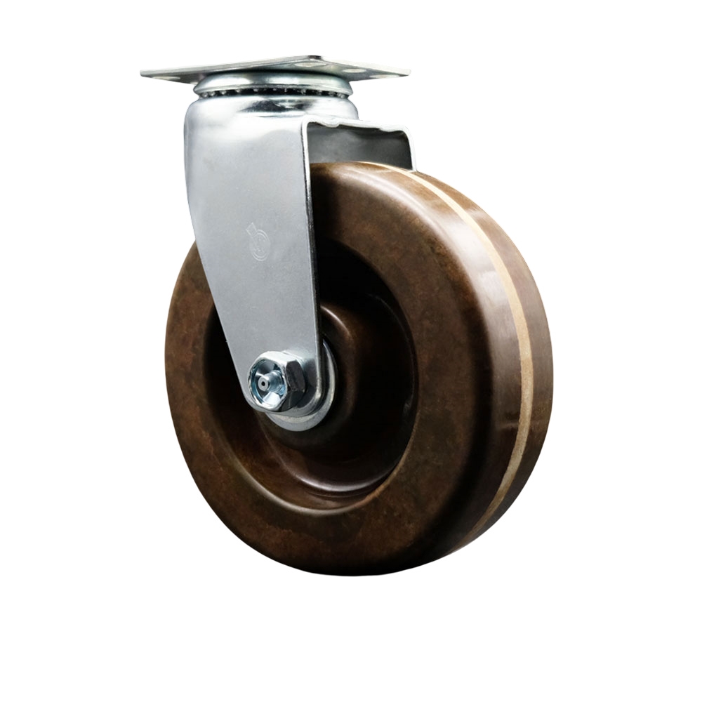 SCC-20S620-PHBZHT Swivel Top Plate Caster, Black 6 in. by 2 in. High Temperature Phenolic Wheel Bronze Bearing