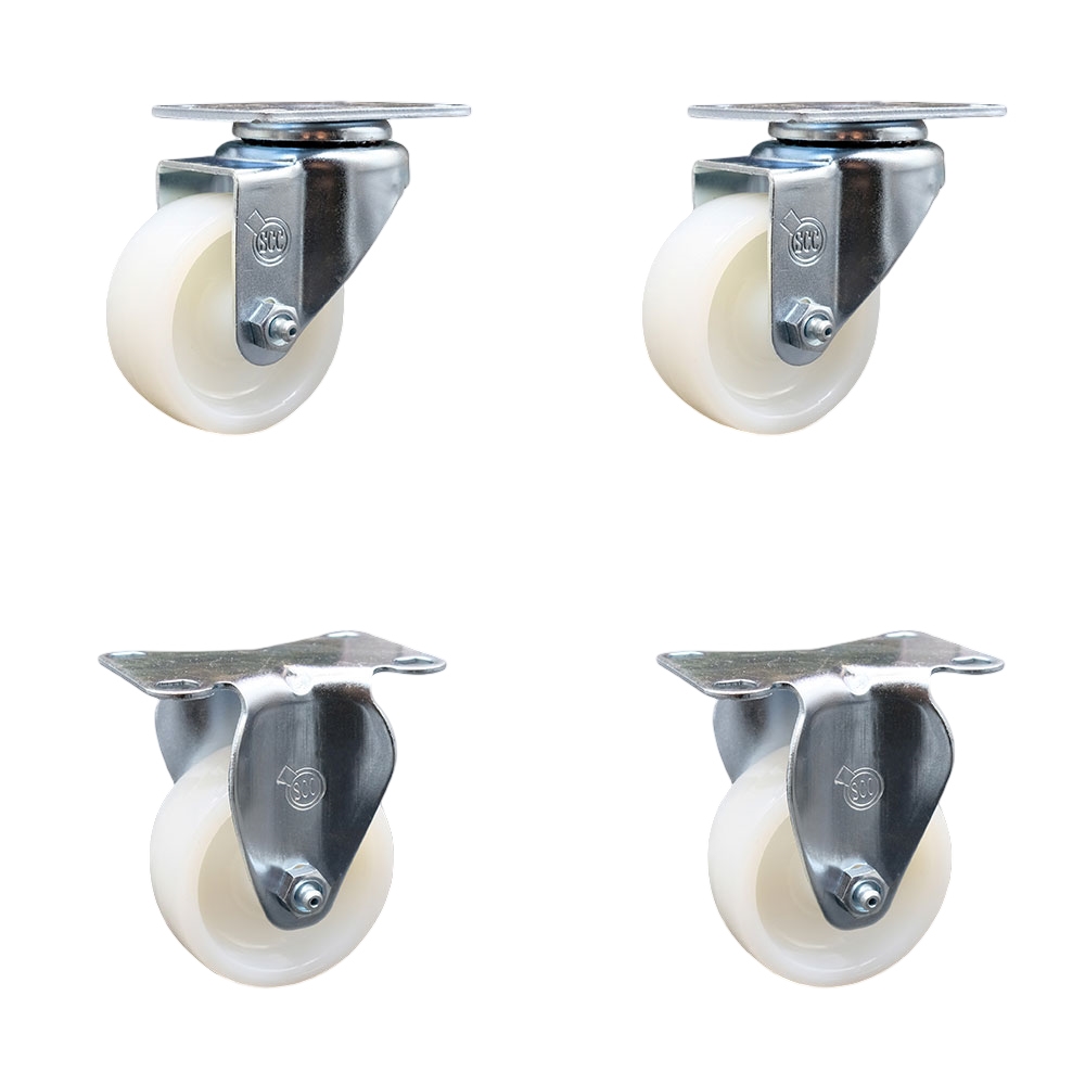 SCC-20S314-NYS-TP3-2-R-2 Swivel Caster with 2 Rigid Casters 3 in. Nylon Wheel 4.13 x 4.5 in. Overall Top Plate - Set of 4