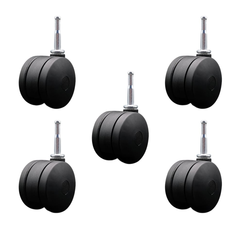 SCC-UHGN02S75-NYS-5 3 in. Extra Large Heavy Duty Office Chair Wheels Nylon Twin Wheels 0.31 in. Grip Neck Stems - Set of 5