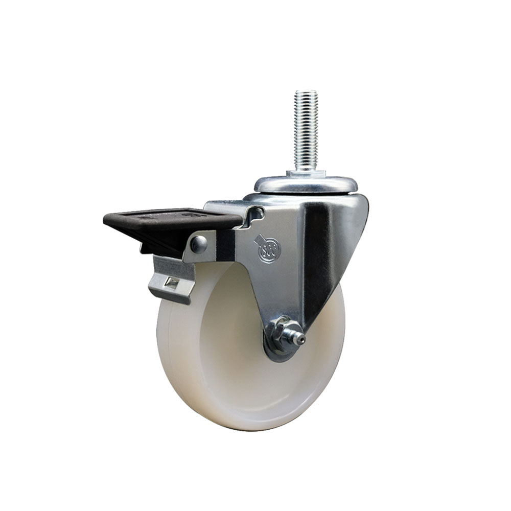 Nylon Swivel Caster - White - 4 x 1.25 in. - Posi Lock Brake