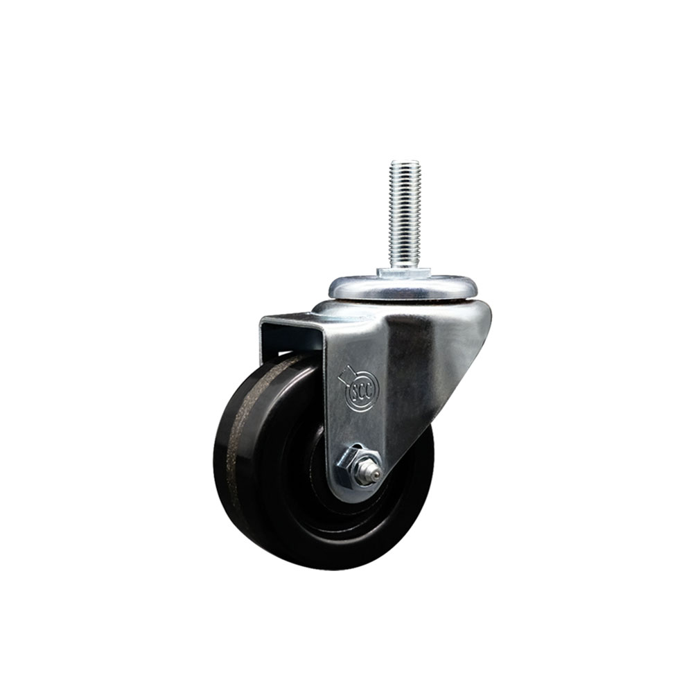 SCC-TS20S314-PHR-58212 Phenolic Swivel Threaded Stem Caster with 3 x 1.25 in. Black Wheel & 0.63 in. Stem