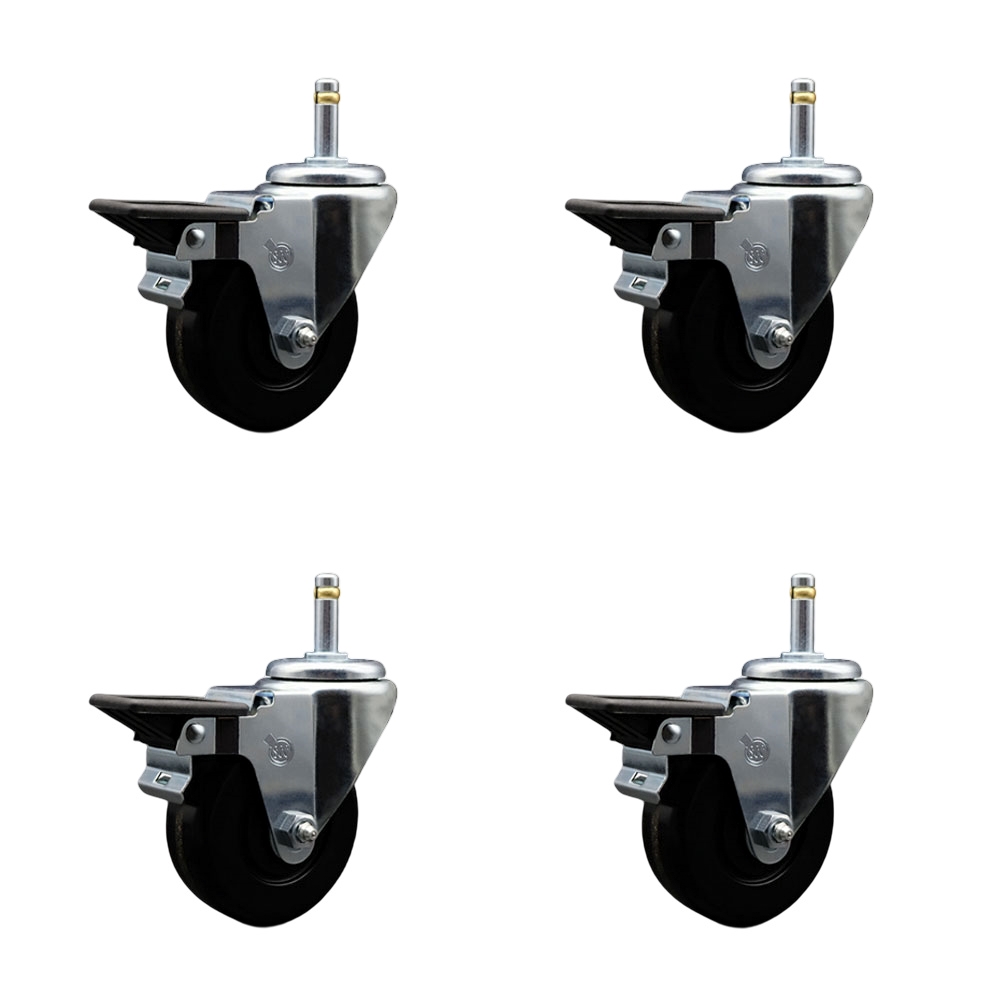 SCC-GR20S3514-PHR-PLB-716138-4 Phenolic Swivel Grip Ring Stem Caster with Roller Bearing with 3.5 x 1.25 in. Black Wheels & 0.43 in. Stems - Set of 4