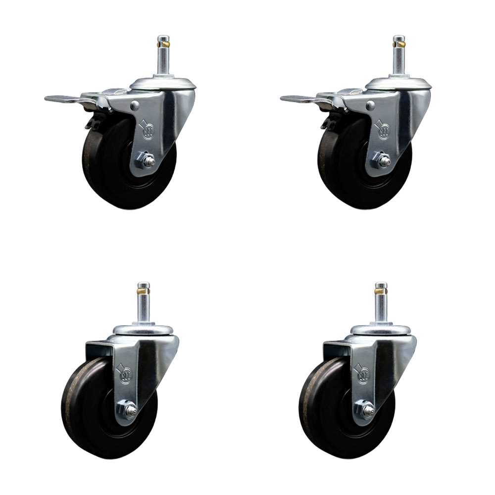 SCC-GRTTL20S3514-PHS-716138-2-S-2 Phenolic Swivel Grip Ring Stem Caster 3.5 x 1.25 in. Black Wheels & 0.43 in. Stems - Set of 4