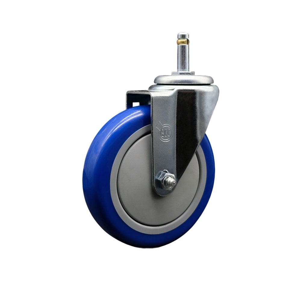 SCC-GR20S514-PPUB-BLUE-716138 Polyurethane Swivel Grip Ring Stem Caster with 5 x 1.25 in. Blue Wheel & 0.43 in. Stem