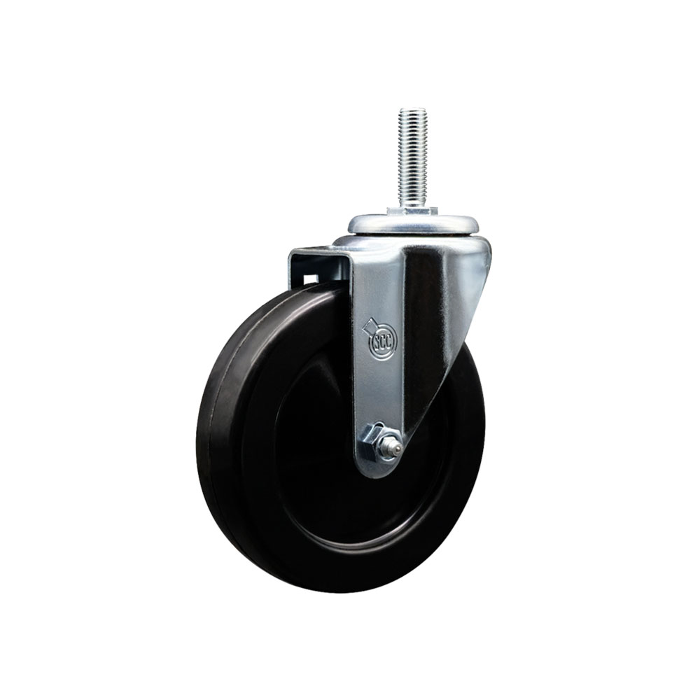 SCC-TS20S514-HRS-34212 Hard Rubber Swivel Threaded Stem Caster with 5 x 1.25 in. Black Wheel & 0.75 in. Stem