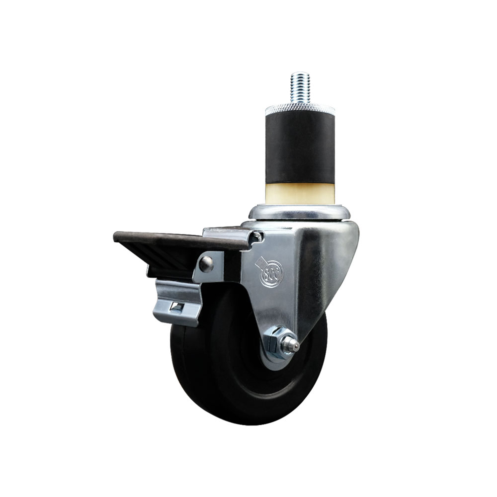 SCC-EX20S3514-HRS-PLB-178 Hard Rubber Swivel Expanding Stem Caster with 3.5 x 1.25 in. Black Wheel & 1.87 in. Stem & Posi Locking Brake