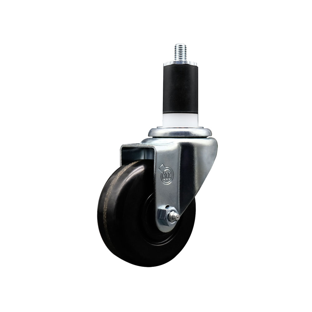 SCC-EX20S3514-PHR-112 Phenolic Swivel Expanding Stem Caster with Roller Bearing 3.5 x 1.25 in. Black Wheel & 1.5 in. Stem