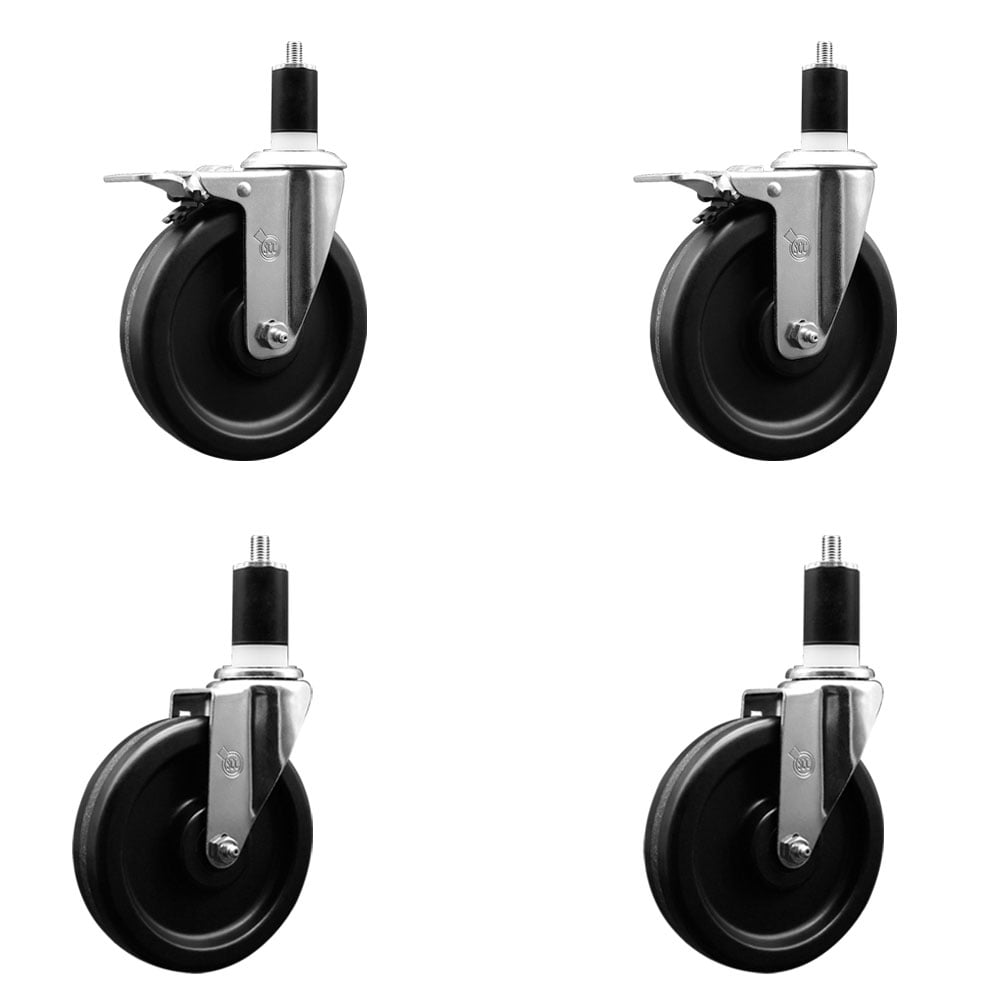 SCC-EXTTL20S615-PHR-2-S-2-112 Phenolic Swivel Expanding Stem Caster with Roller Bearings 6 x 1.5 in. Black Wheels & 1.5 in. Stems - Set of 4