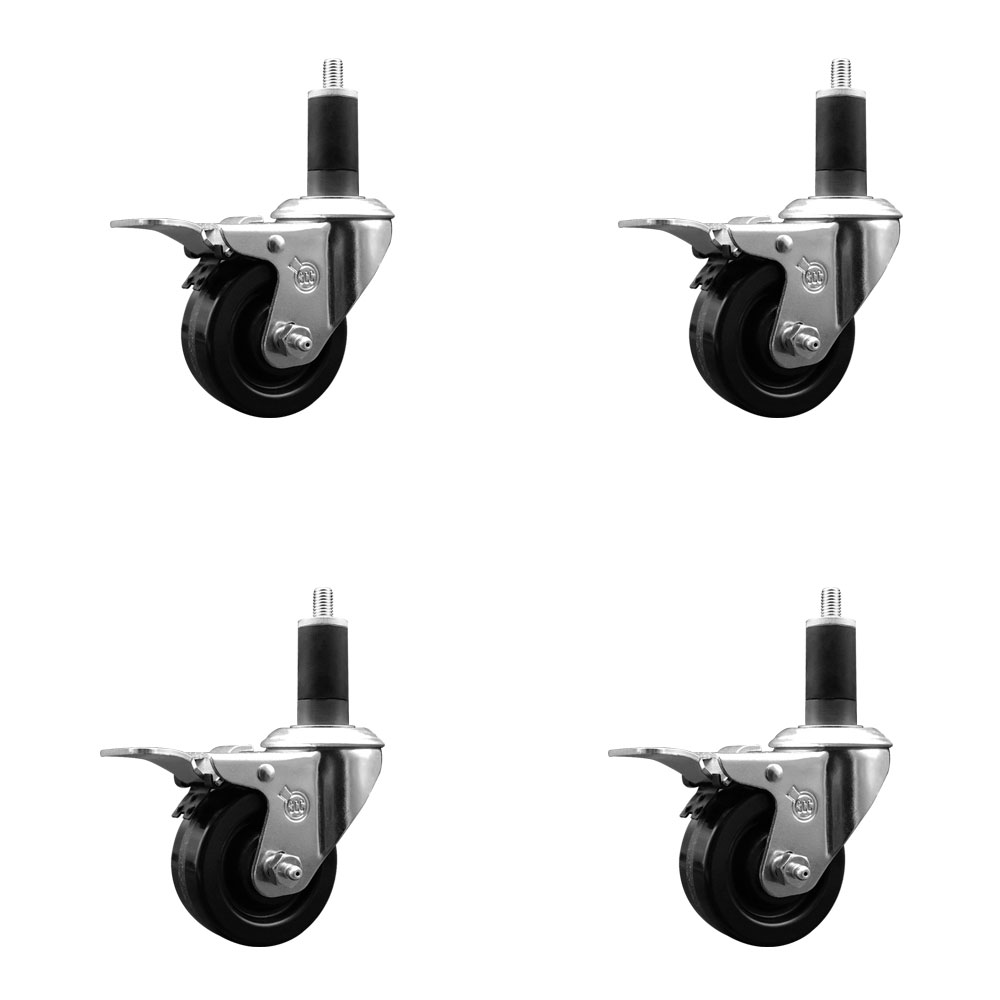 SCC-EXTTL20S314-PHR-114-4 Phenolic Swivel Expanding Stem Caster with Roller Bearings 3 x 1.25 in. Black Wheels & 1.25 in. Stems - Set of 4