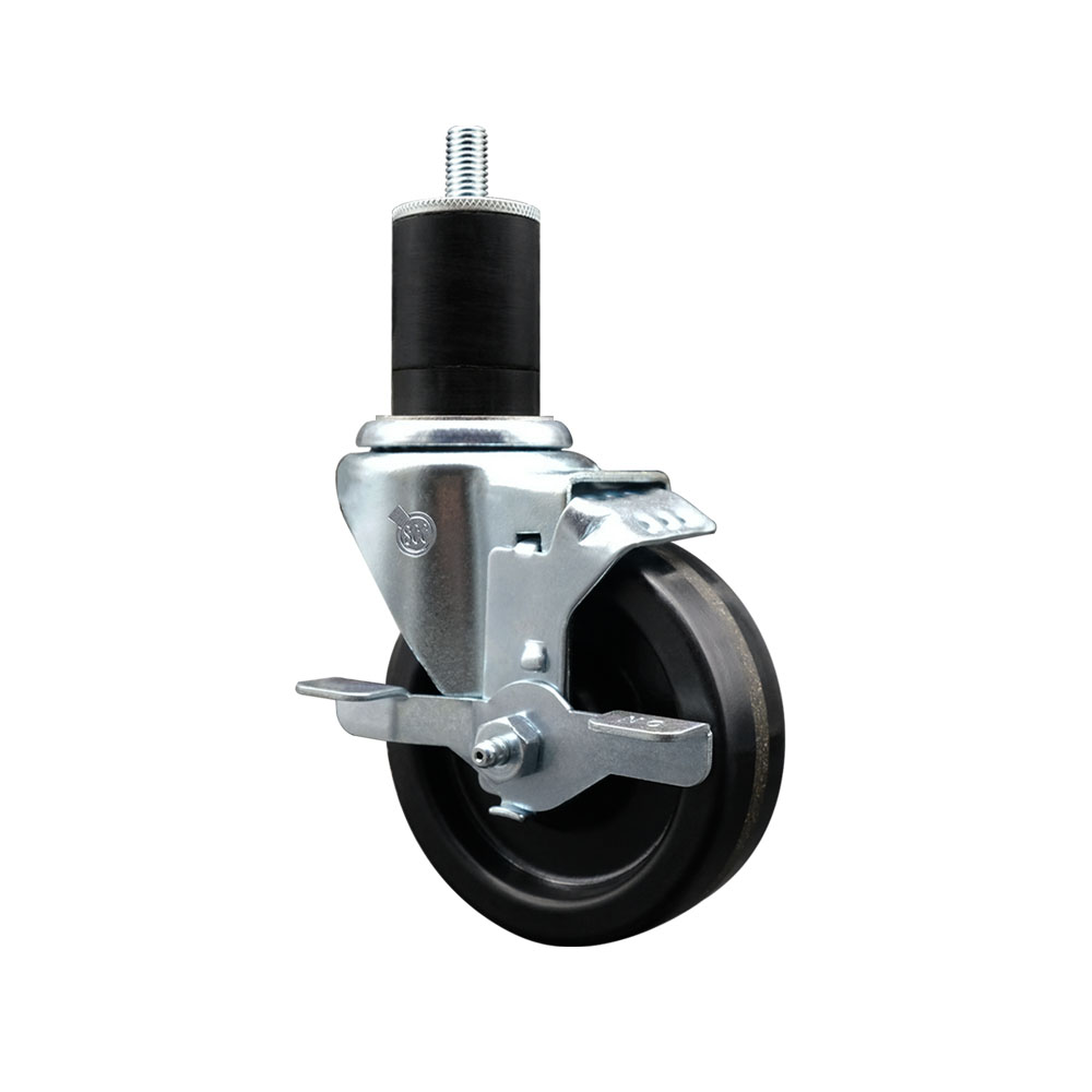 Phenolic Swivel Caster - Black - 4 x 1.25 in. - Top Locking Brake