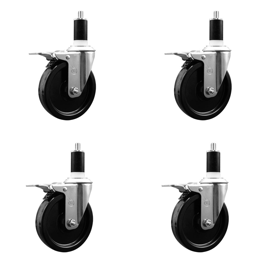 Phenolic Swivel Caster - Black - Set of 4 - 1200 lbs Capacity