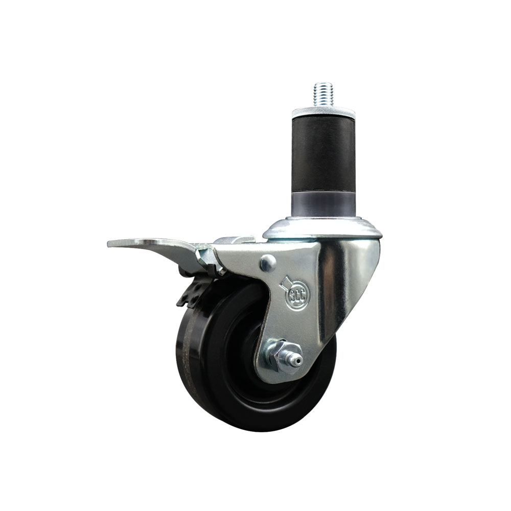 SCC-EXTTL20S314-PHS-158 Phenolic Swivel Expanding Stem Swivel Caster with 3 in. Black Wheel & 1.63 in. Stem & Total Locking Brake