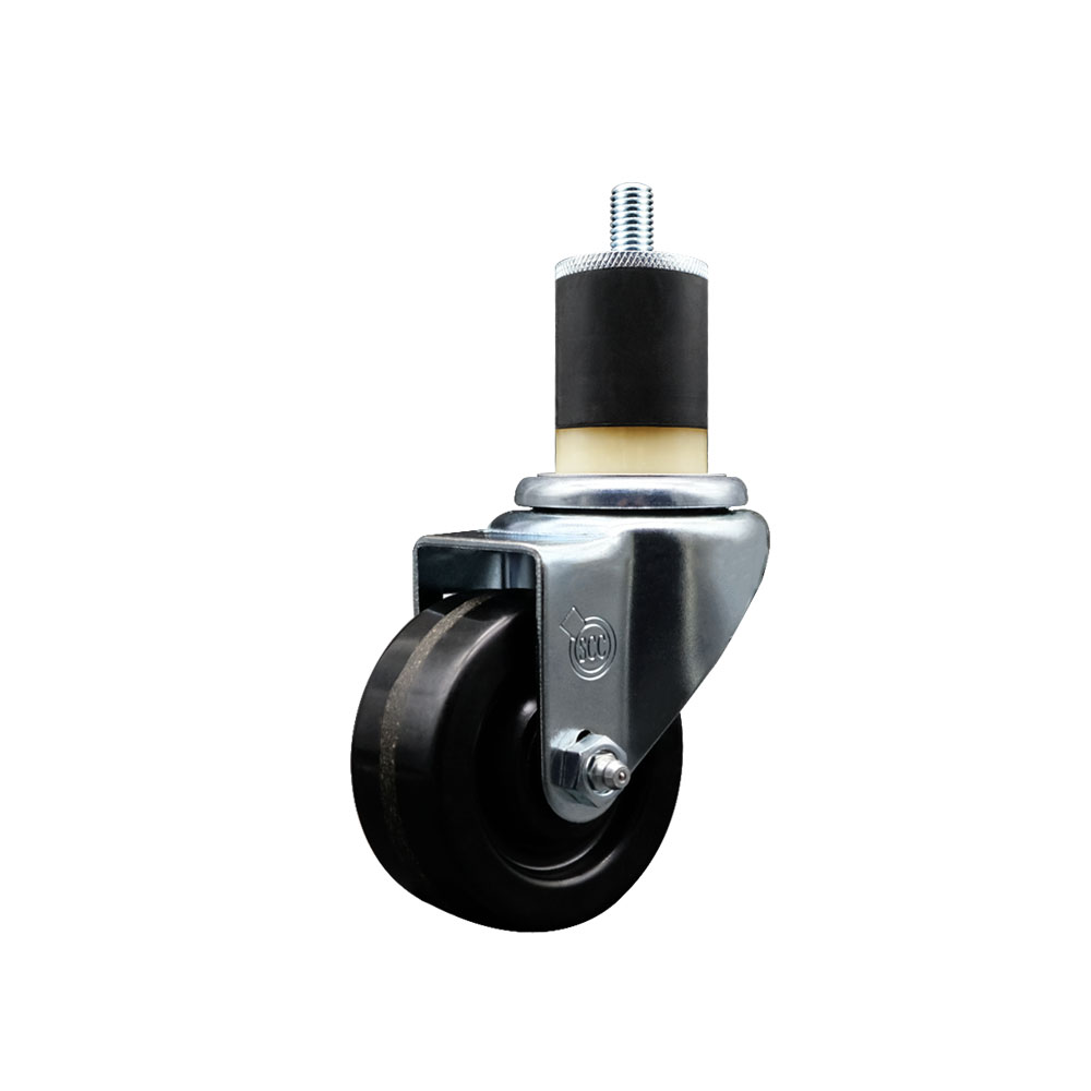 SCC-EX20S314-PHS-178 Phenolic Swivel Expanding Stem Swivel Caster with 3 in. Black Wheel & 1.87 in. Stem