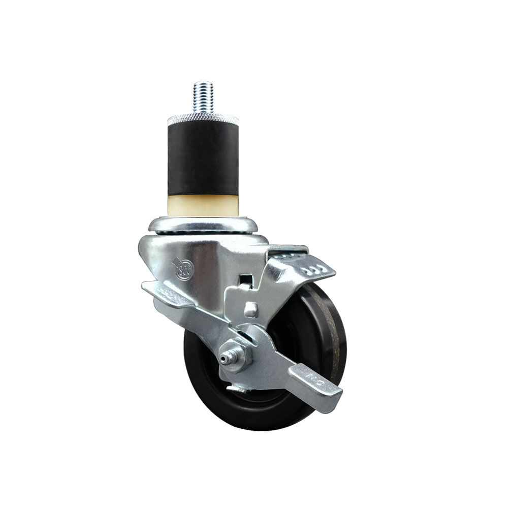 Phenolic Swivel Caster - Black - 3 x 1.25 in. - Top Locking Brake