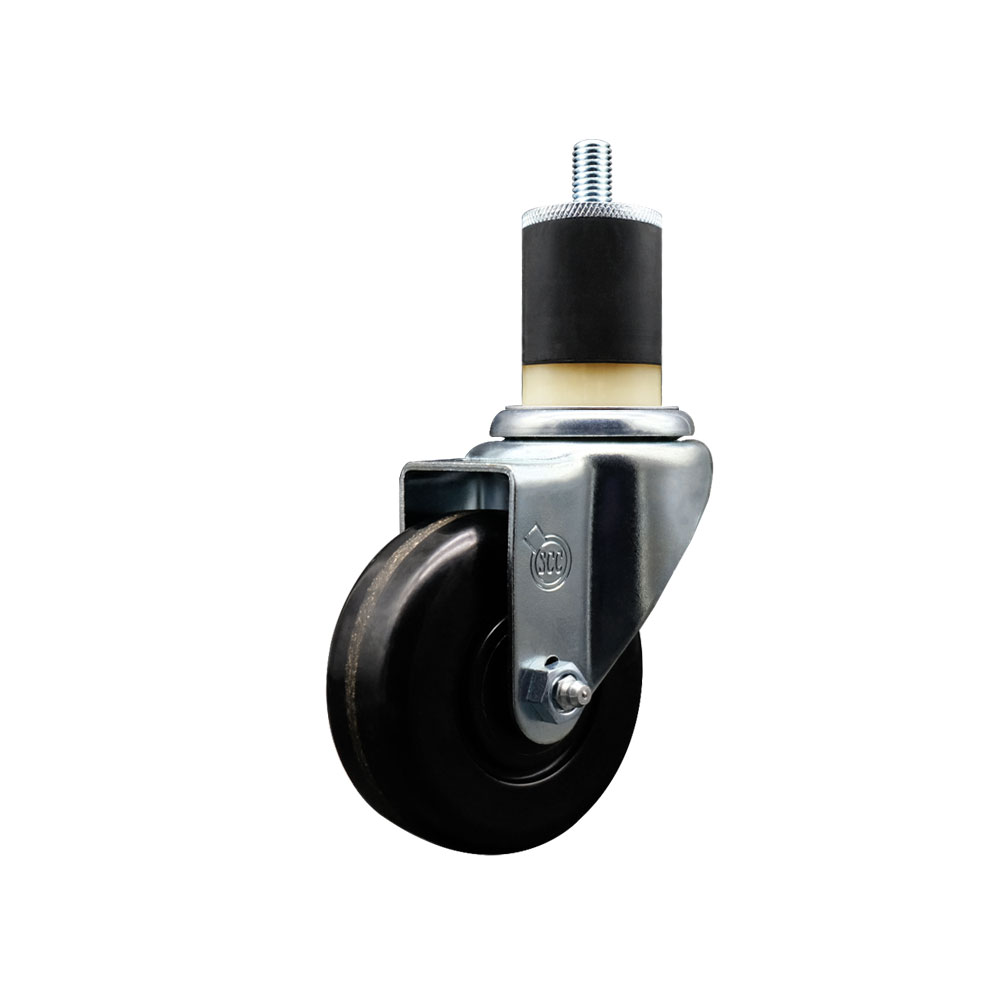 SCC-EX20S3514-PHR-178 Phenolic Swivel Expanding Stem Caster with Roller Bearing 3.5 x 1.25 in. Black Wheel & 1.87 in. Stem