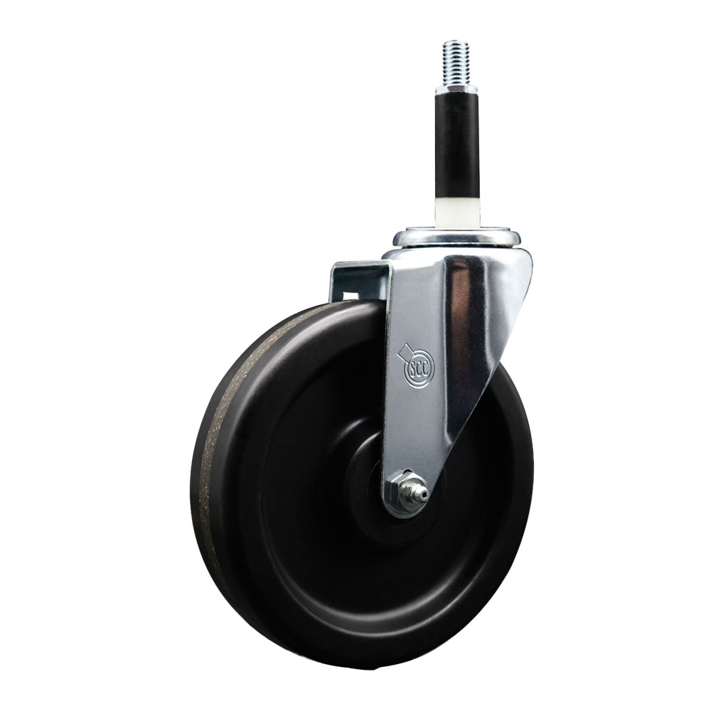 SCC-EX20S615-PHR-78 Phenolic Swivel Expanding Stem Caster with Roller Bearing 6 x 1.5 in. Black Wheel & 0.87 in. Stem