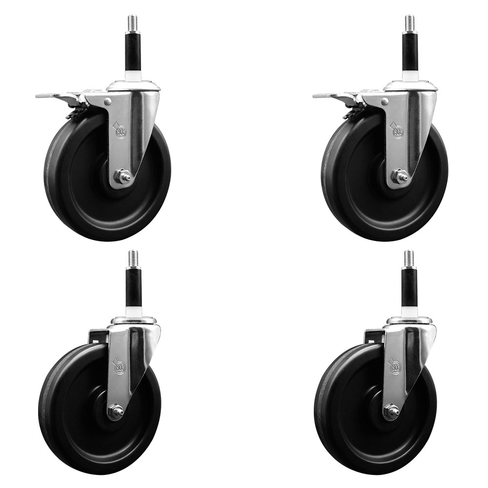 SCC-EXTTL20S615-PHR-2-S-2-78 Phenolic Swivel Expanding Stem Caster with Roller Bearings 6 x 1.5 in. Black Wheels & 0.87 in. Stems - Set of 4