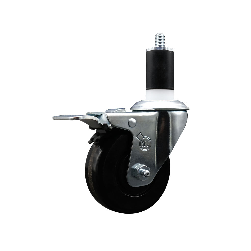 SCC-EXTTL20S3514-PHR-112 Phenolic Swivel Expanding Stem Caster with Roller Bearing 3.5 x 1.25 in. Black Wheel & 1.5 in. Stem & Total Locking Brake