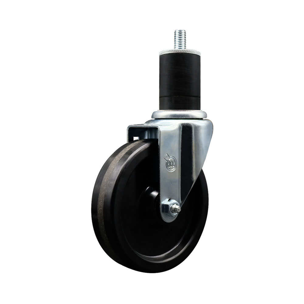SCC-EX20S514-PHR-134 Phenolic Swivel Expanding Stem Caster with Roller Bearing 5 x 1.25 in. Black Wheel & 1.75 in. Stem