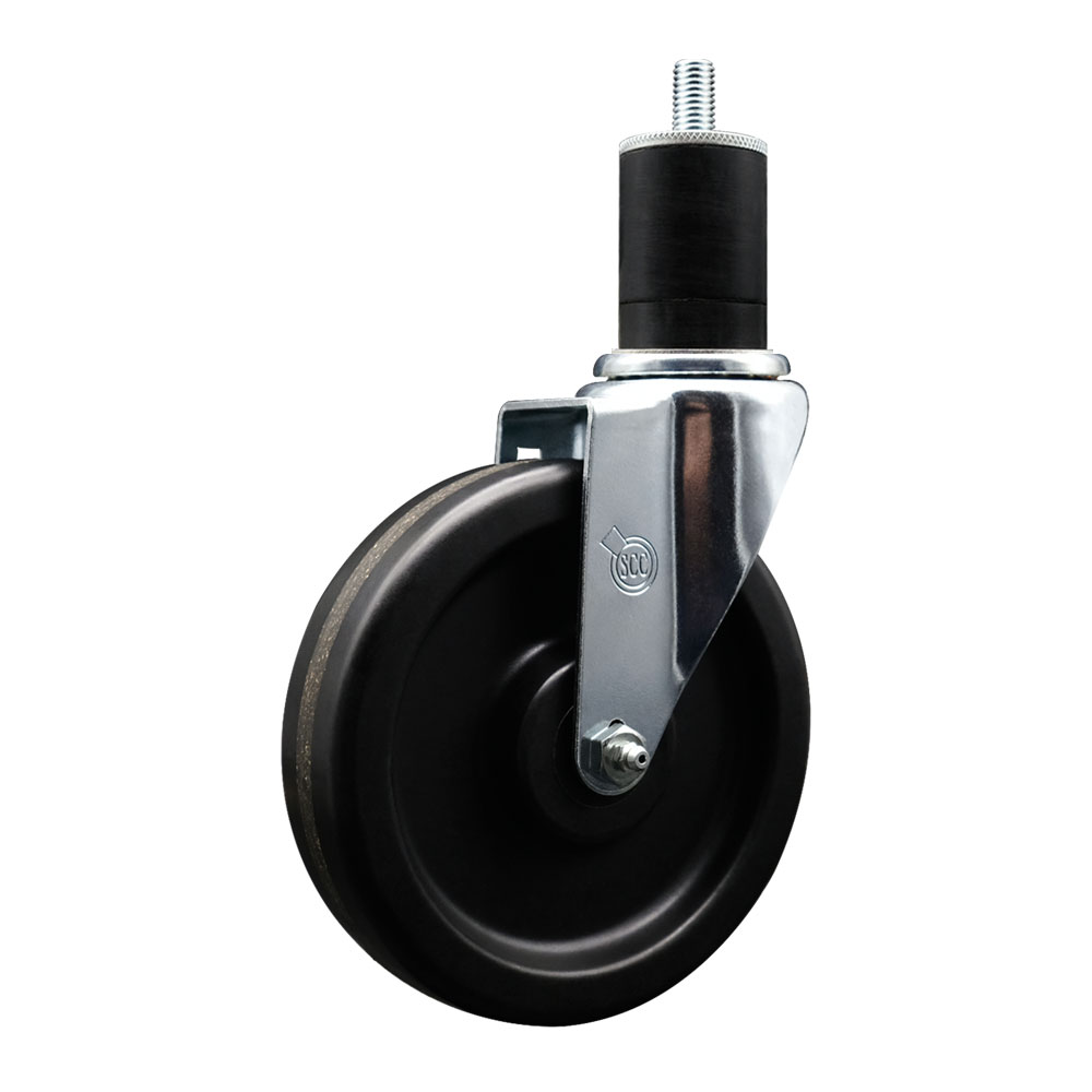 SCC-EX20S615-PHR-134 Phenolic Swivel Expanding Stem Caster with Roller Bearing 6 x 1.5 in. Black Wheel & 1.75 in. Stem