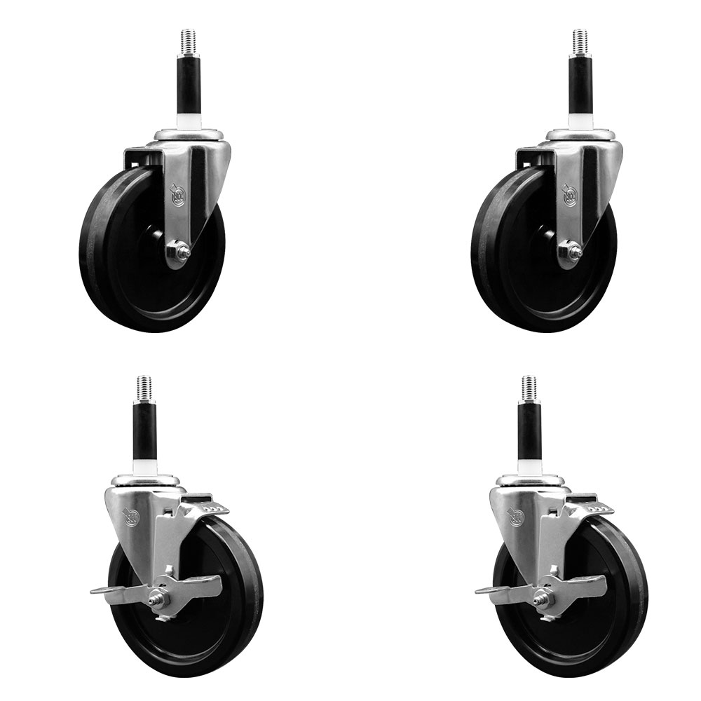 SCC-EX20S514-PHS-2-TLB-2-78 Phenolic Swivel Expanding Stem Caster with 5 in. Black Wheels & 0.87 in. Stems - Set of 4