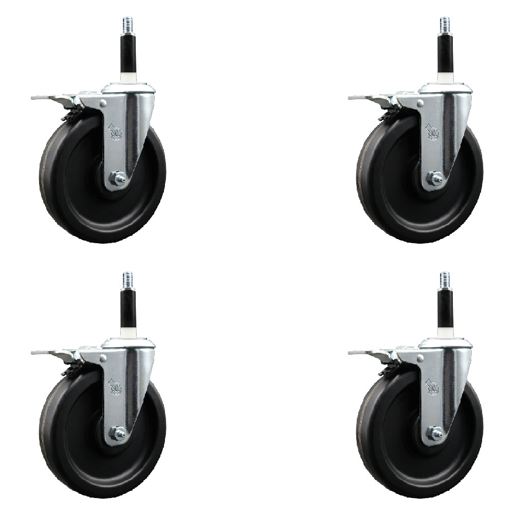 SCC-EXTTL20S615-PHS-78-4 Phenolic Swivel Expanding Stem Caster with 6 in. Black Wheels & 0.87 in. Stems - Set of 4