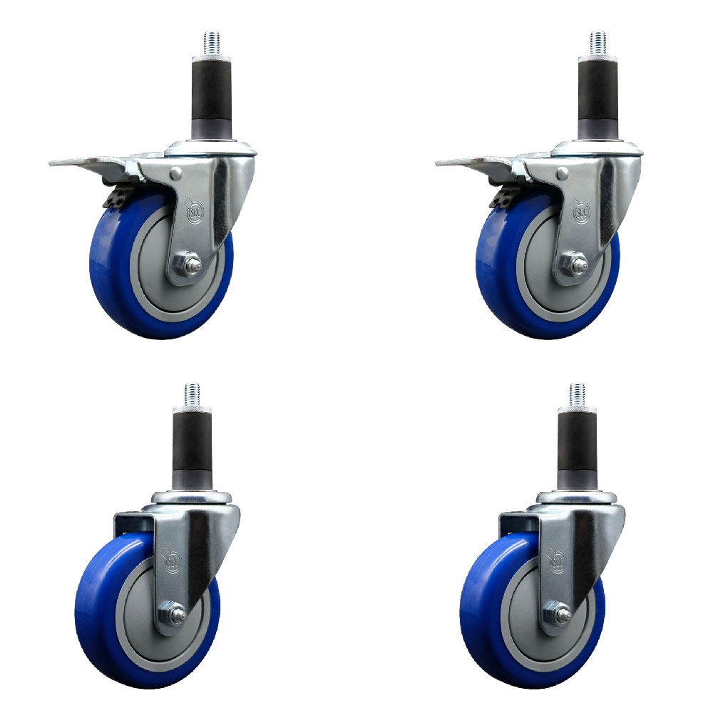 SCC-EXTTL20S414-PPUB-BLUE-2-S-2-114 Polyurethane Swivel Expanding Stem Caster with 4 in. Blue Wheels & 1.25 in. Stems - Set of 4