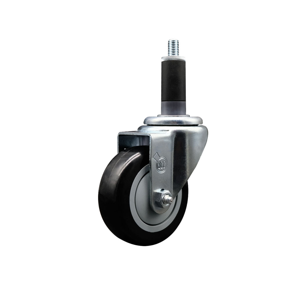 SCC-EX20S3514-PPUB-BLK-118 Polyurethane Expanding Stem Swivel Caster with 3.5 in. Black Wheel & 1.13 in. Stem