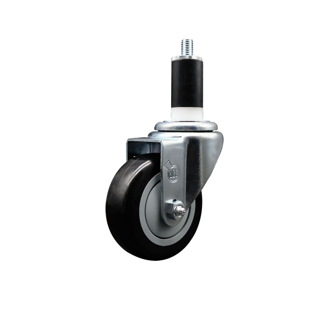 SCC-EX20S3514-PPUB-BLK-138 Polyurethane Expanding Stem Swivel Caster with 3.5 in. Black Wheel & 1.38 in. Stem