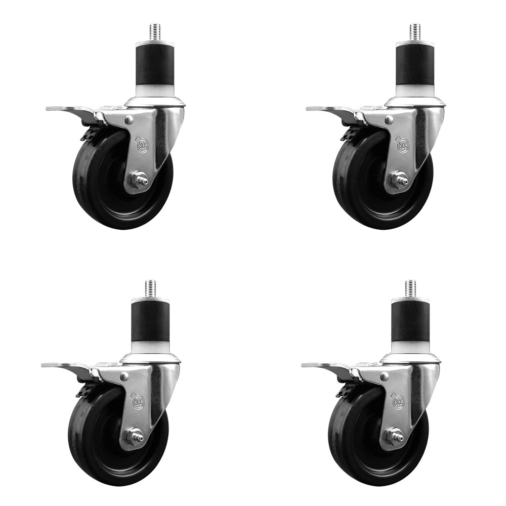 Phenolic Swivel Caster - Black - Set of 4 - Total Locking Brakes