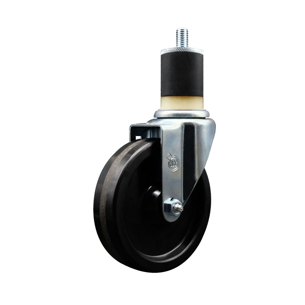 SCC-EX20S514-PHS-178 Phenolic Swivel Expanding Stem Swivel Caster with 5 in. Black Wheel & 1.87 in. Stem