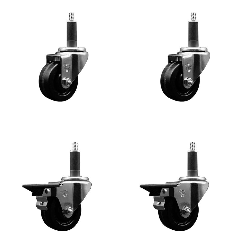SCC-EX20S314-PHS-2-PLB-2-1 Phenolic Swivel Expanding Stem Caster with 3 in. Black Wheels & 1 in. Stems - Set of 4