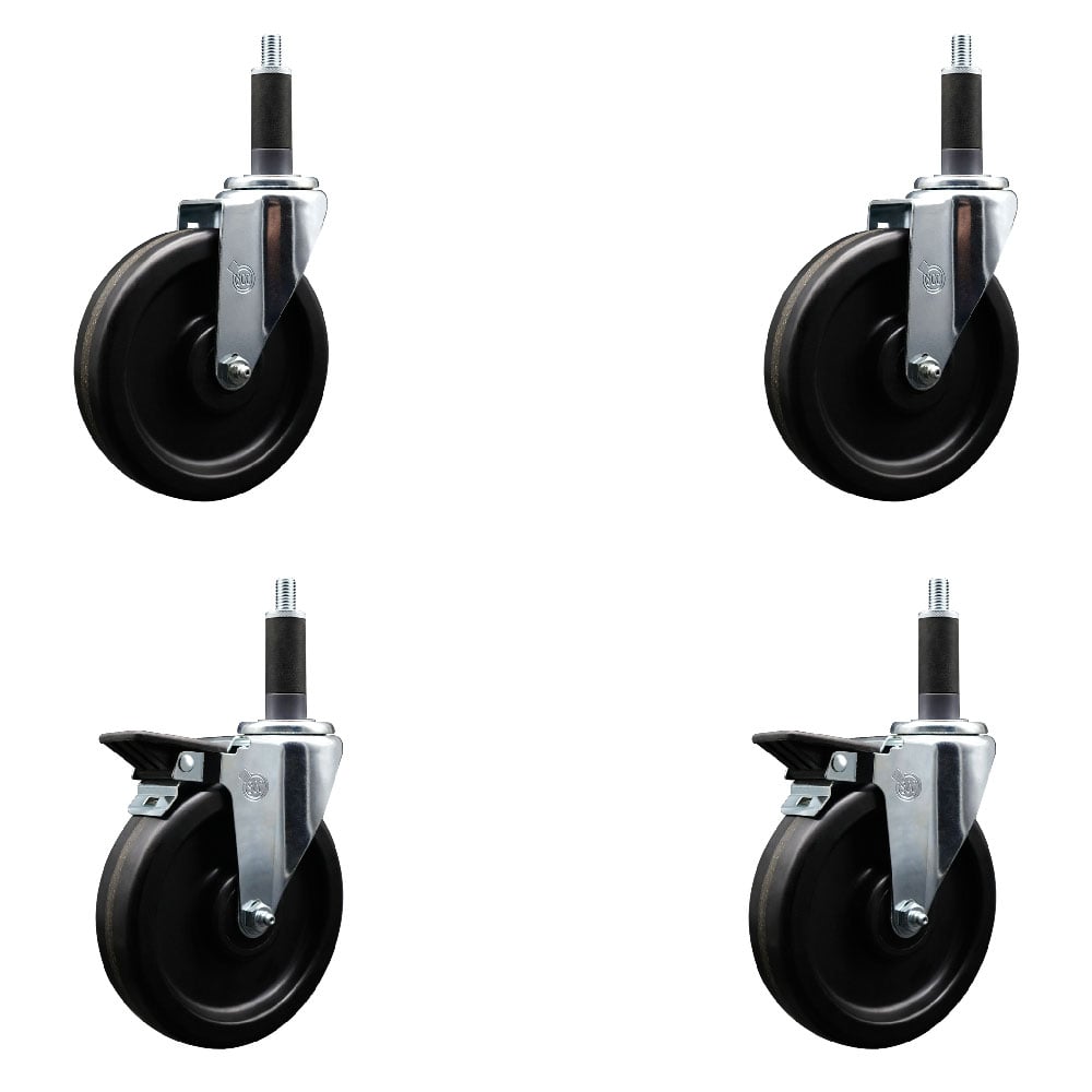 SCC-EX20S615-PHS-2-PLB-2-1 Phenolic Swivel Expanding Stem Caster with 6 in. Black Wheels & 1 in. Stems - Set of 4